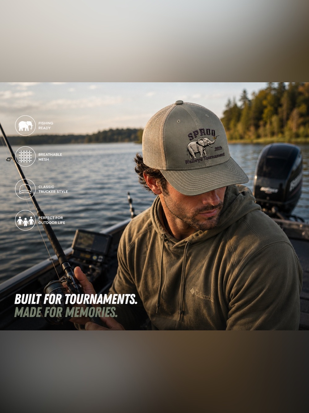 Olive Men's Trucker Cap — Breathable Mesh Fishing Hat